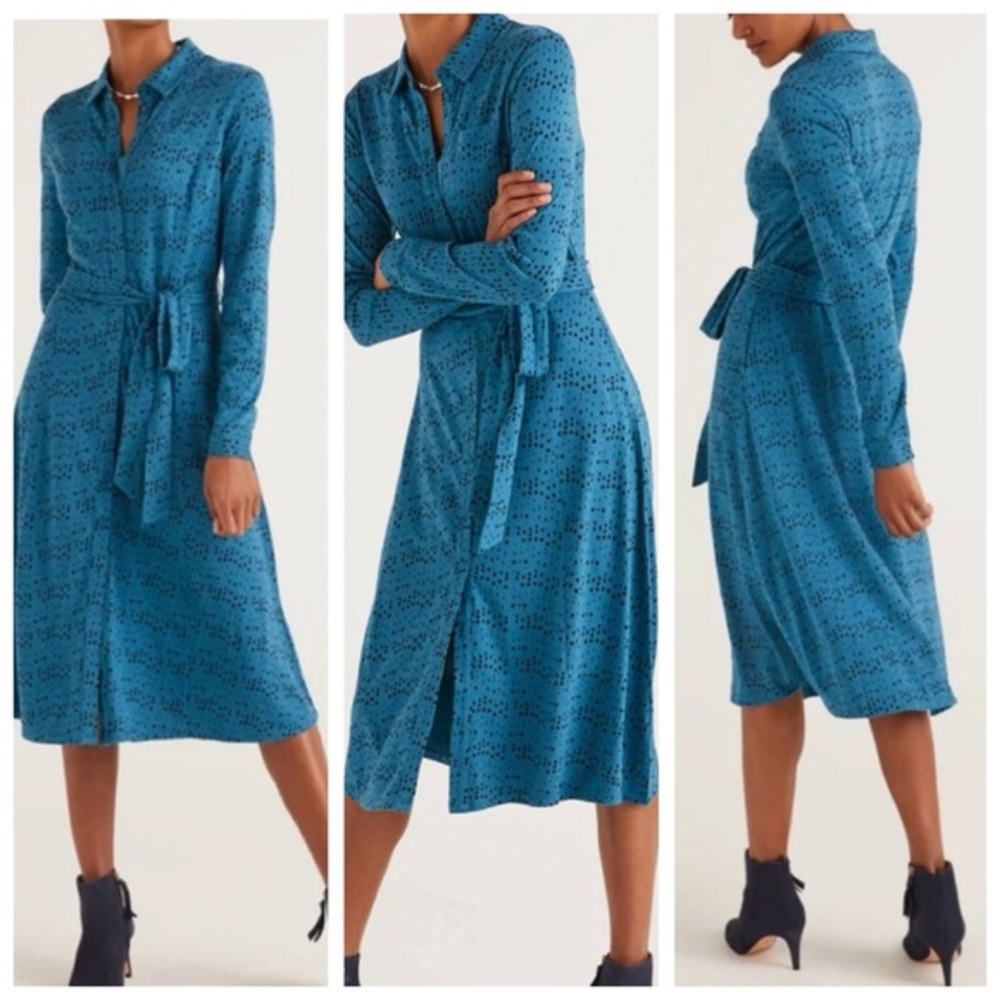 BODEN Susannah Jersey Shirt Button Down Wrap Dress